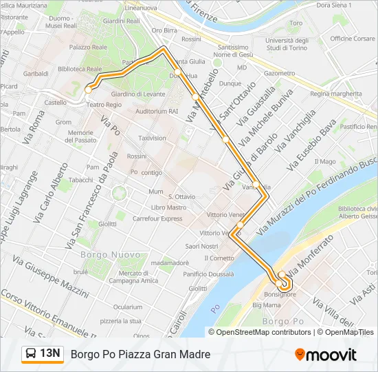 13N Bus Line Map