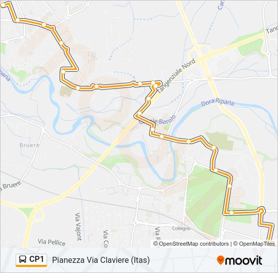 Percorso linea bus CP1