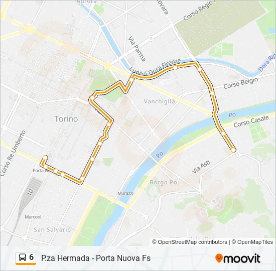 Percorso linea bus 6
