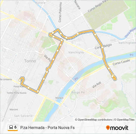 Percorso linea bus 6
