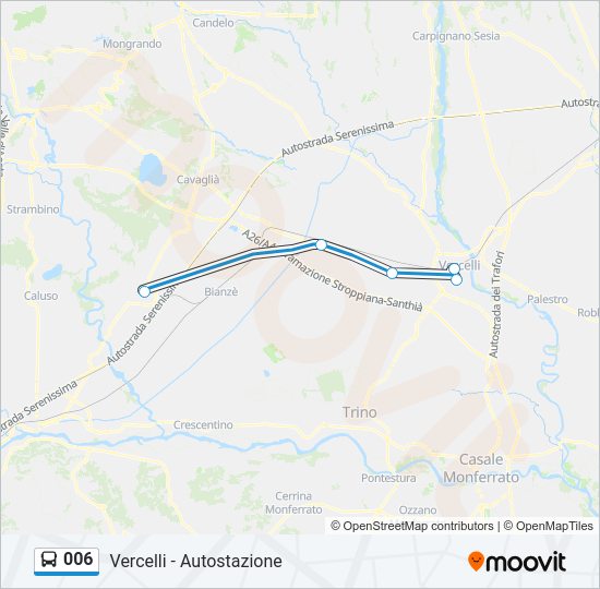 Percorso linea bus 006