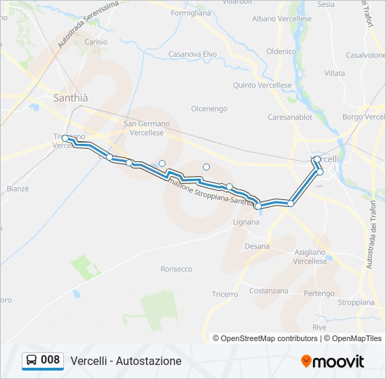 Percorso linea bus 008