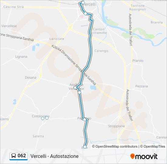 Percorso linea bus 062