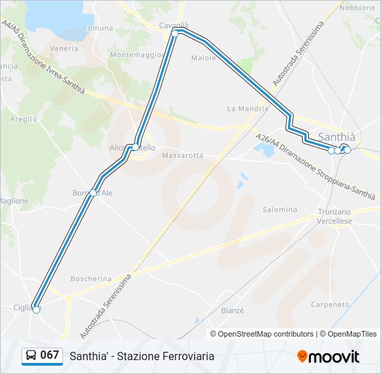 Percorso linea bus 067