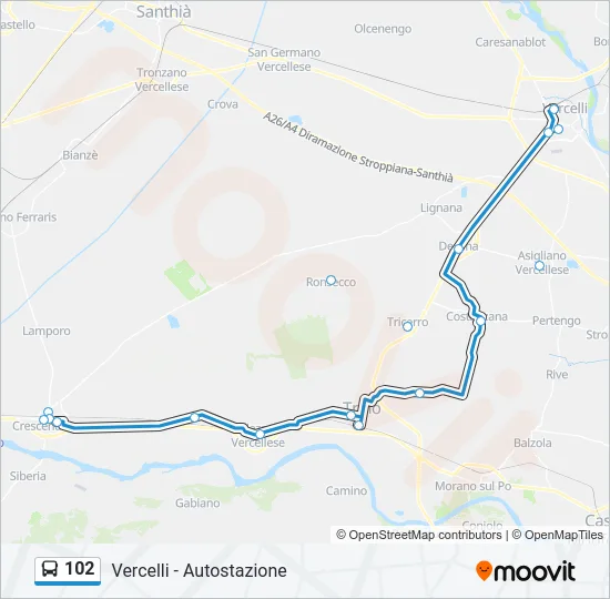 102 Bus Line Map