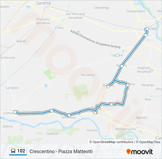 102 Bus Line Map