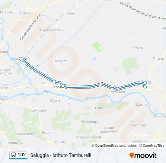 Percorso linea bus 102
