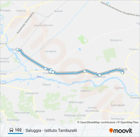 102 Bus Line Map