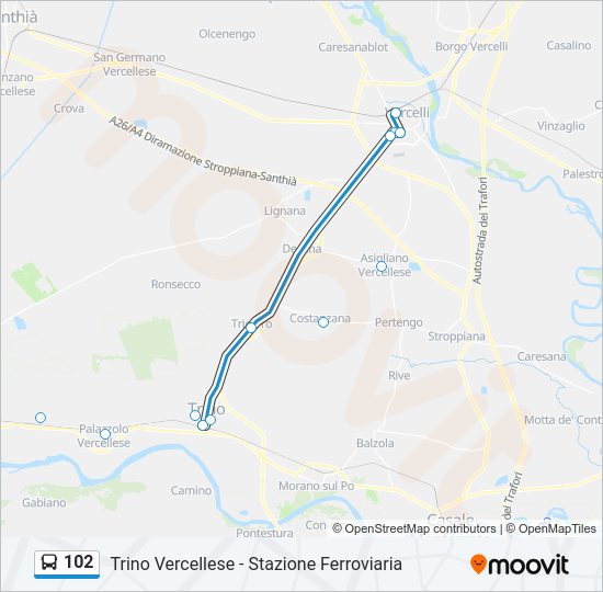 Percorso linea bus 102