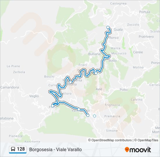 Percorso linea bus 128