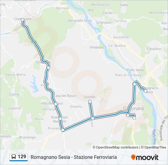 Percorso linea bus 129