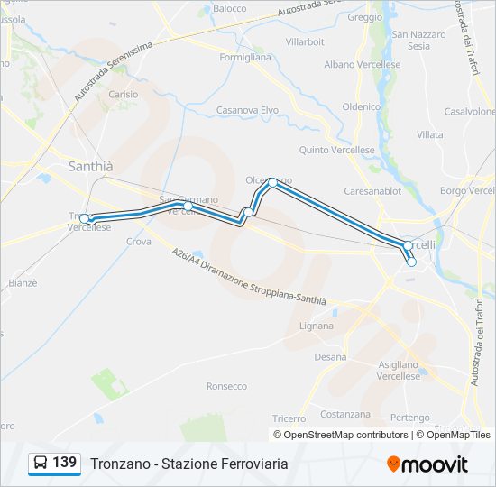 Percorso linea bus 139