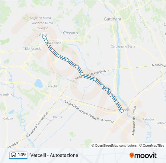 Percorso linea bus 149