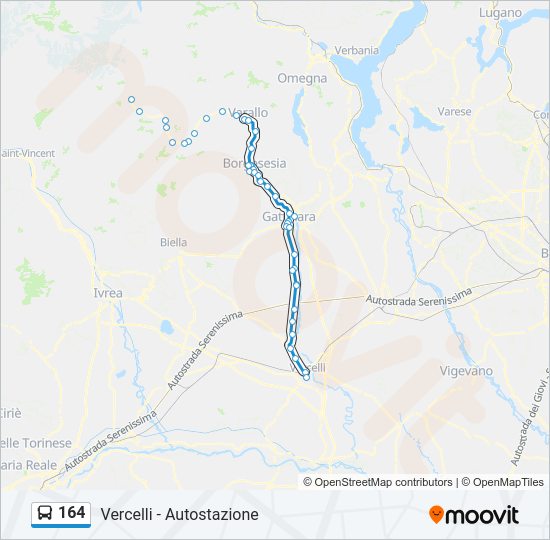 Percorso linea bus 164