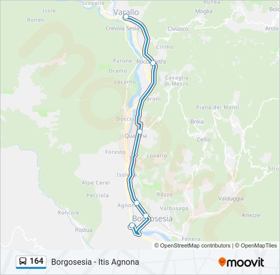 Percorso linea bus 164