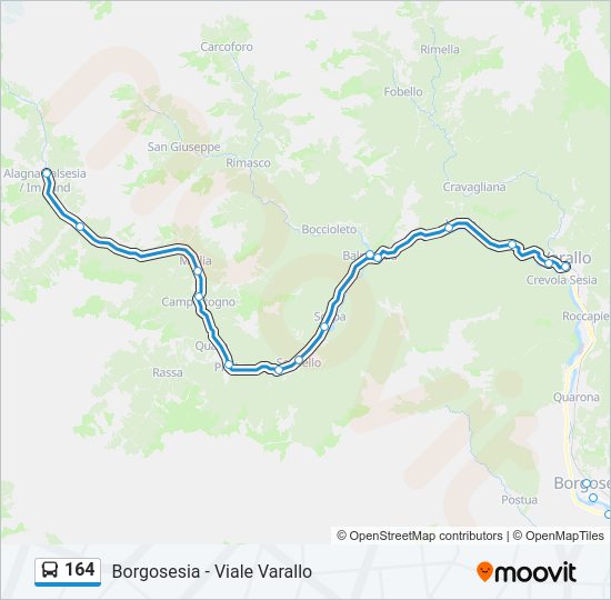 Percorso linea bus 164