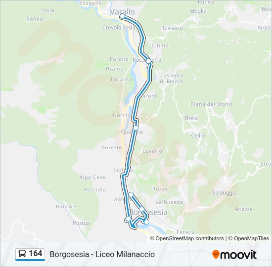 Percorso linea bus 164