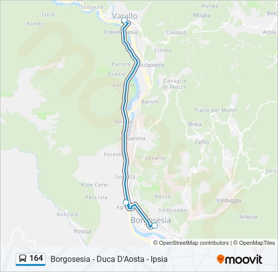 164 bus Line Map