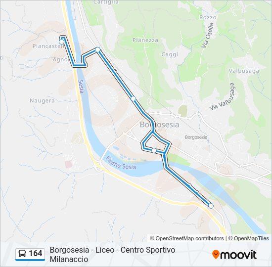 Percorso linea bus 164