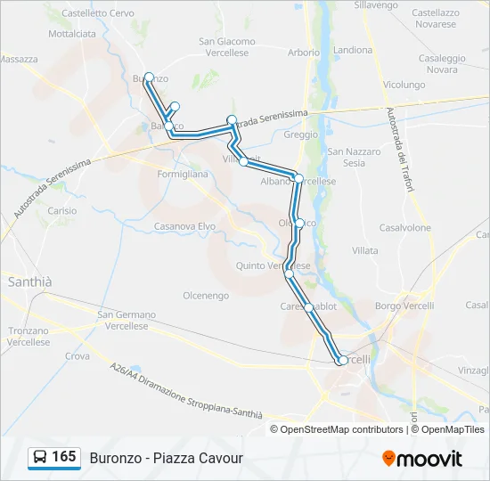 165 Bus Line Map