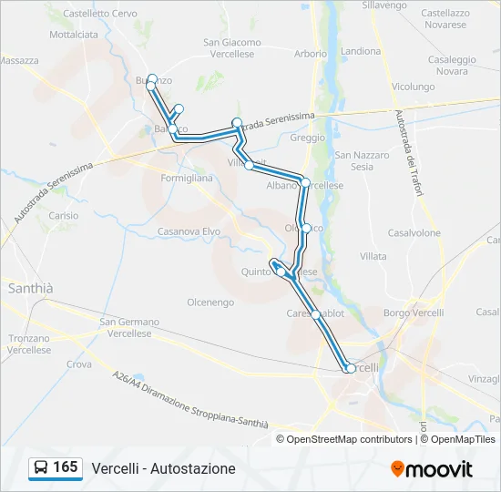 165 Bus Line Map