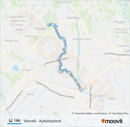 Percorso linea bus 166