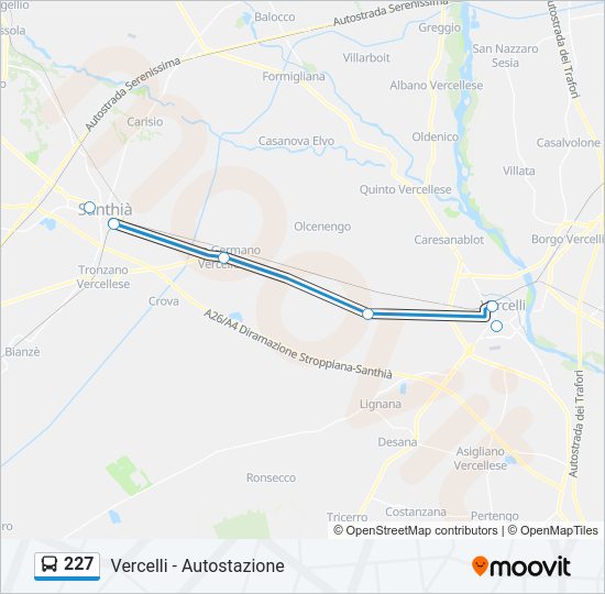 Percorso linea bus 227