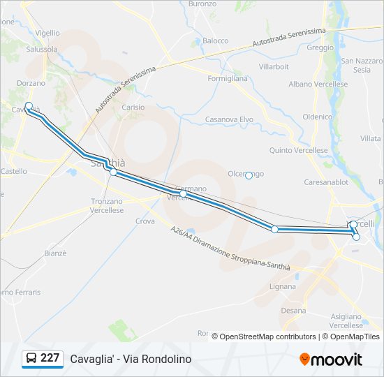 Percorso linea bus 227