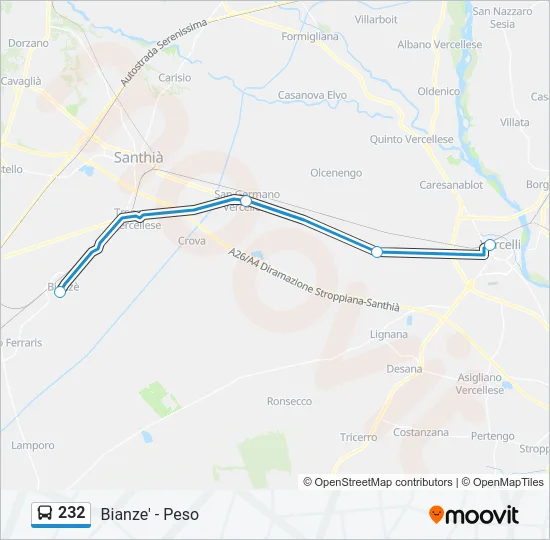 232 Bus Line Map