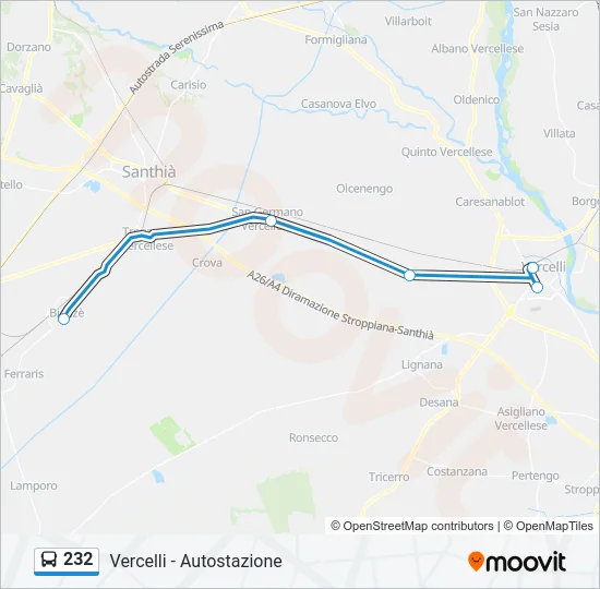 232 Bus Line Map