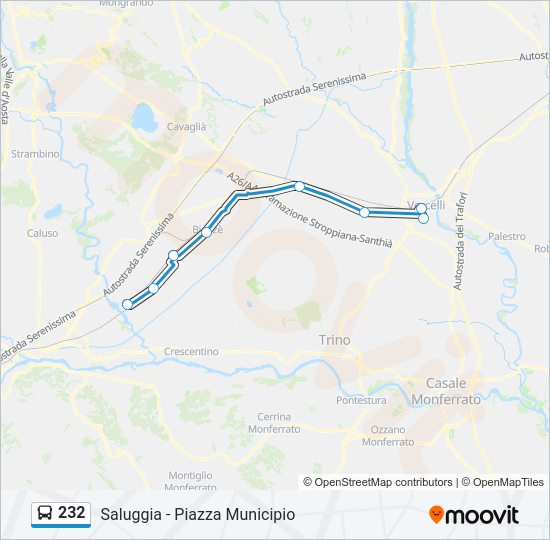 Percorso linea bus 232