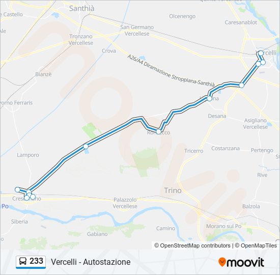 Percorso linea bus 233