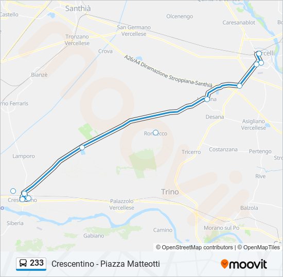 233 bus Line Map