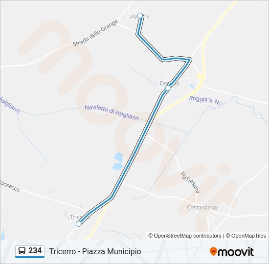 Percorso linea bus 234