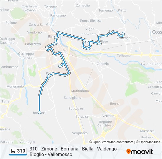 Percorso linea bus 310