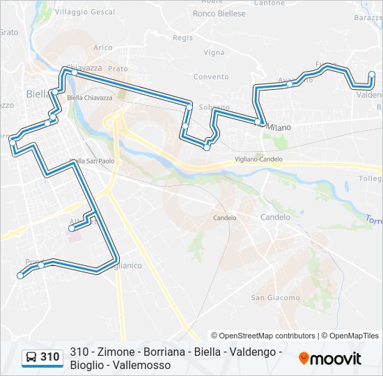 Percorso linea bus 310