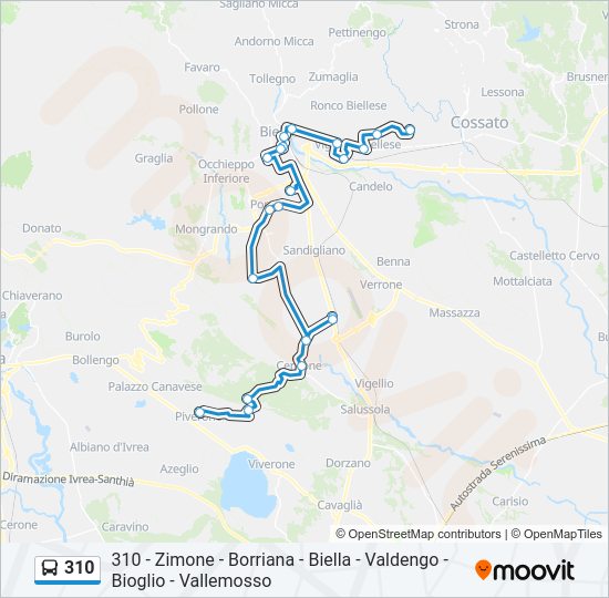 Percorso linea bus 310
