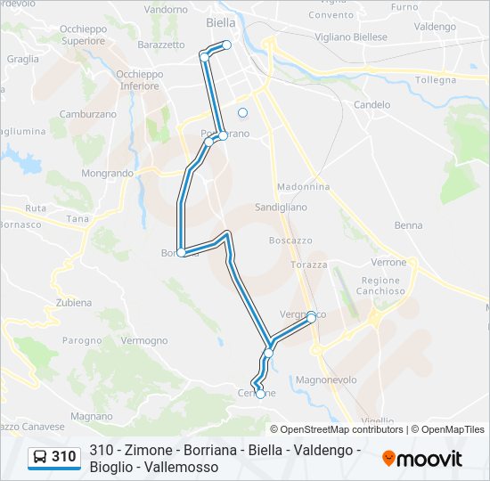 Percorso linea bus 310