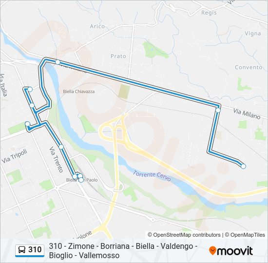 Percorso linea bus 310