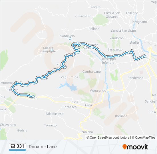 Percorso linea bus 331