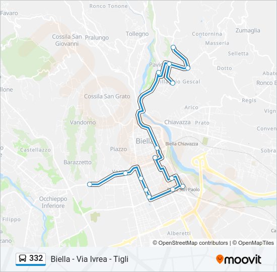 Percorso linea bus 332