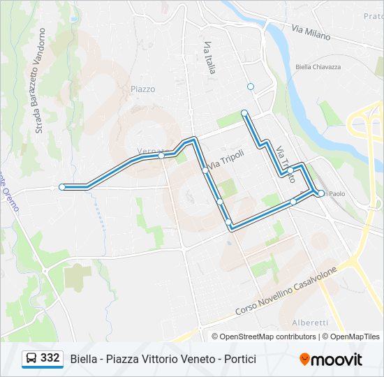 Percorso linea bus 332