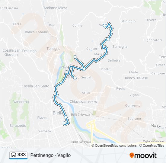 Percorso linea bus 333