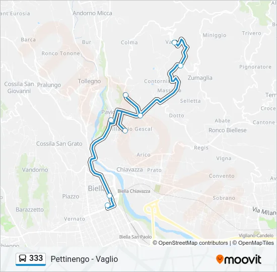 333 Bus Line Map