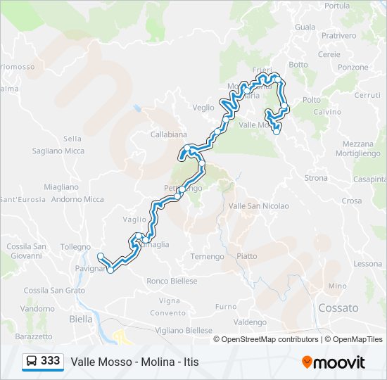 Percorso linea bus 333