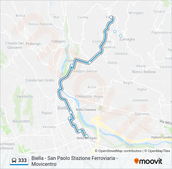 333 Bus Line Map