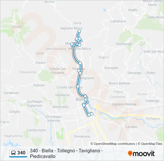 340 Bus Line Map