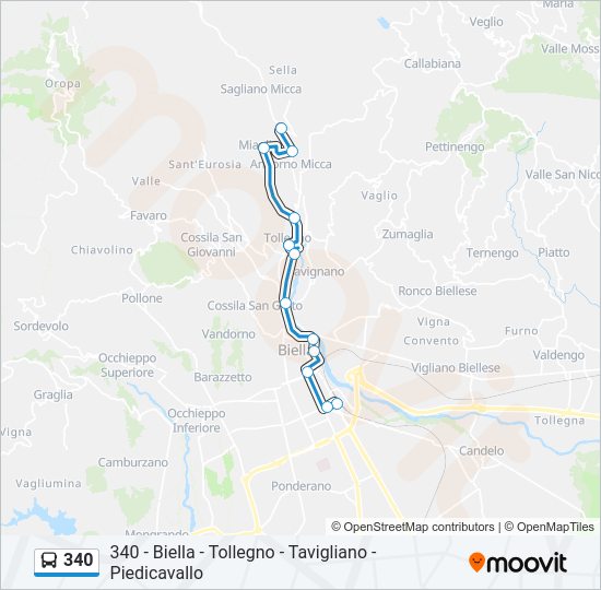 Percorso linea bus 340
