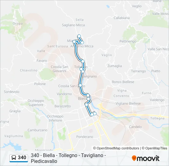 340 Bus Line Map