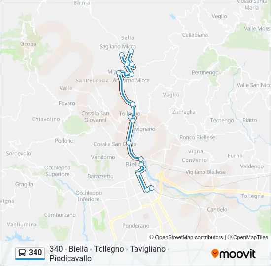 340 Bus Line Map
